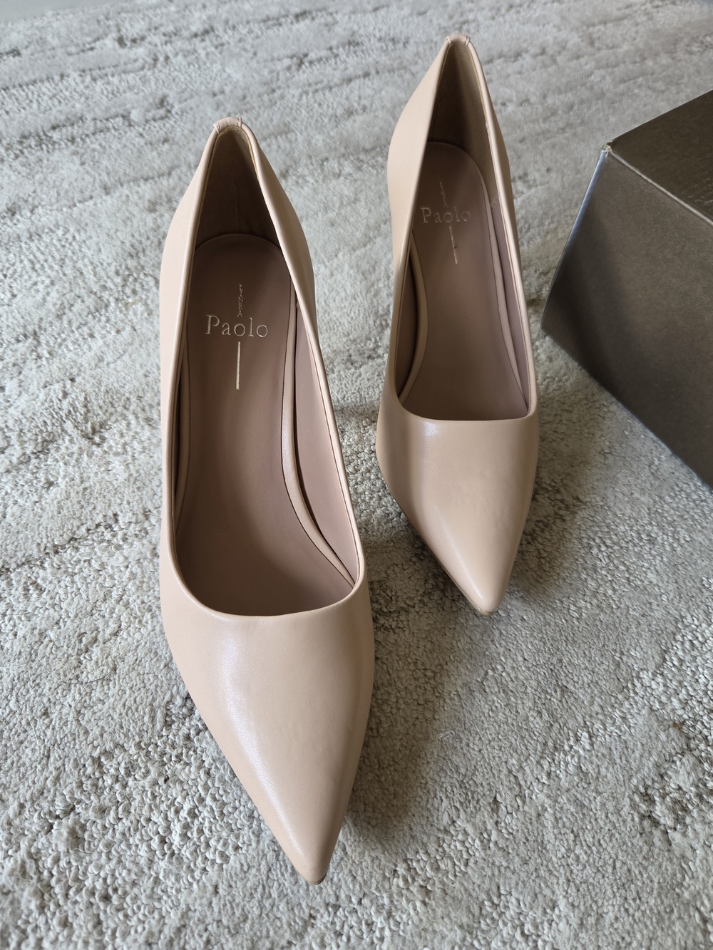 Paolo Blush Beige Pointed-Toe Leather Pumps